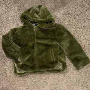 Zara Olive Green Teddy Jacket with Hood